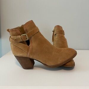 Sam Edelman Camel Suede Maurine Heeled Bootie
